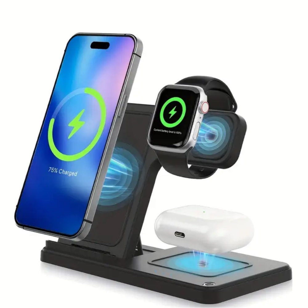 Wireless Charging Station for Phone, Watch, and Earbuds 3 in 1 foldable